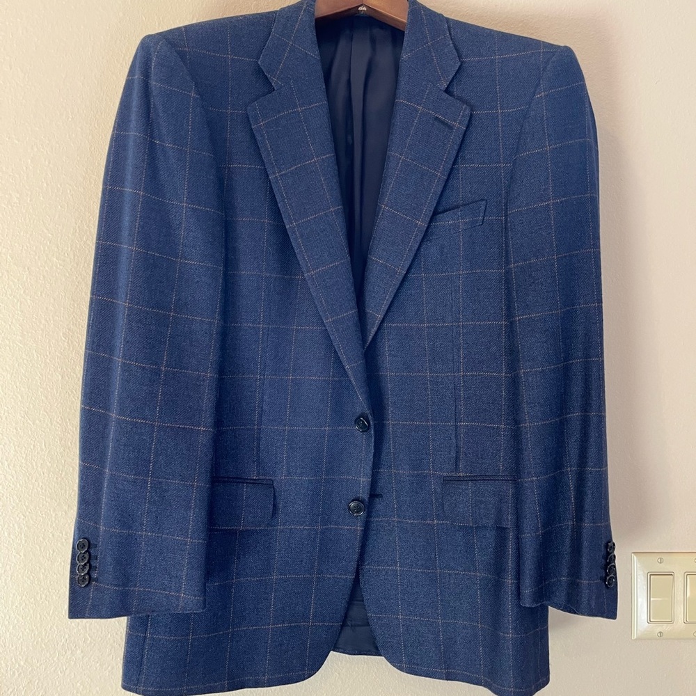 Zegna favorite blue window pane jacket goes with everything, dressy to jeans.